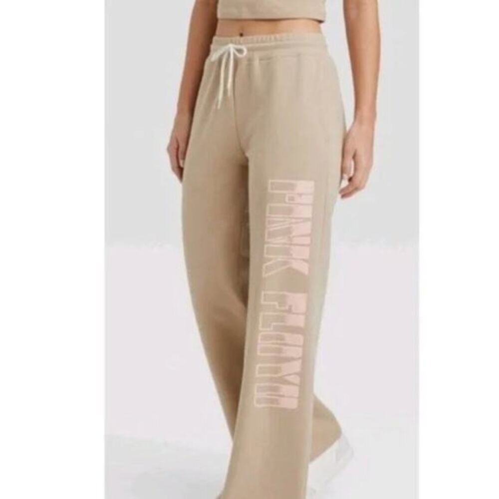 Pink Floyd Flare Graphic Pants Light Brown tan pockets lounge cozy plus size XXL